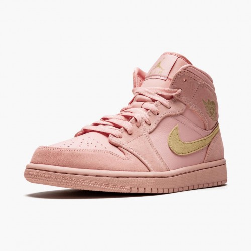 Air Jordan 1 Mid Coral Gold dámské a pánské Běžné boty 852542 600 Klubové zlato AJ1 Black Jordan Tenisky