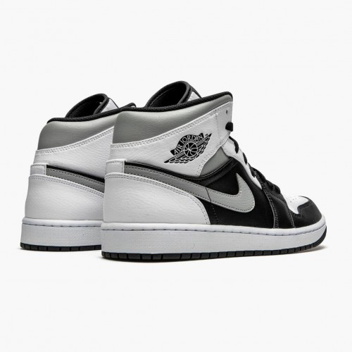 Air Jordan 1 Mid White Shadow dámské a pánské Běžné boty Černá bílá-Lt Kouř Šedá 554724 073 AJ1 Jordan Tenisky