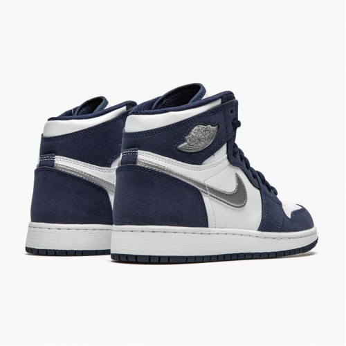 Air Jordan 1 Retro High COJP Midnight Navy dámské a pánské Běžné boty Bílá/půlnoční námořnictvo/kovová S DC1788 100 AJ1 Jordan Tenisky