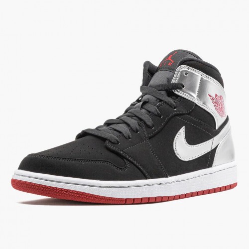 Nike Air Jordan 1 Mid Johnny Kilroy Černá/Tělocvična červená-Metallic stříbrný Tenisky 554724 057 AJ1 Běžné boty