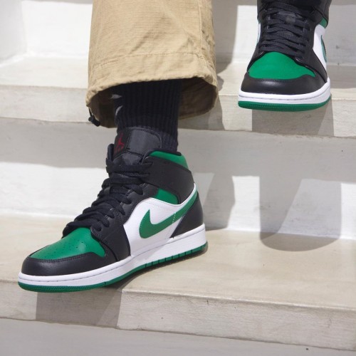 Nike Air Jordan 1 Mid Pine Green Černá/Gym Red-Bílý-Borovice Zelená Běžné boty 554724 067 AJ1 Tenisky