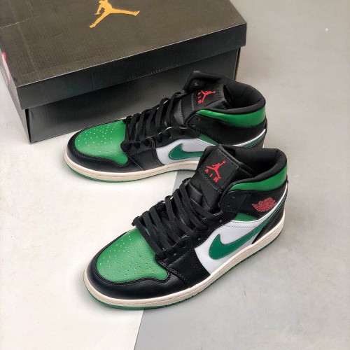 Nike Air Jordan 1 Mid Pine Green Černá/Gym Red-Bílý-Borovice Zelená Běžné boty 554724 067 AJ1 Tenisky