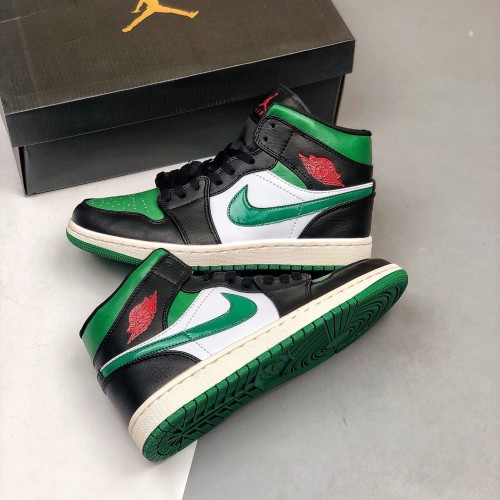 Nike Air Jordan 1 Mid Pine Green Černá/Gym Red-Bílý-Borovice Zelená Běžné boty 554724 067 AJ1 Tenisky