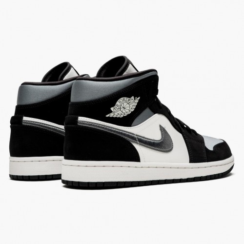 Nike Air Jordan 1 Mid Satin Šedá Toe Černá/Anthracite-Sail 852542 011 Tenisky AJ1 Běžné boty