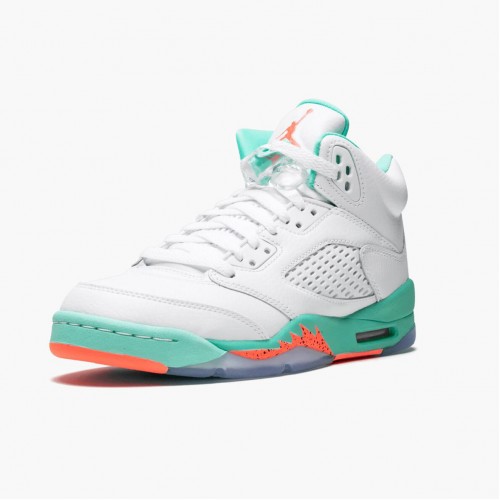 Air Jordan 5 Retro Light Aqua dámské a Pánské Běžné boty Bílý/Karmínový puls-Aqua 440892 100 AJ5 Jordan Tenisky