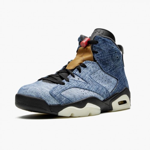 Air Jordan 6 Retro Washed Denim Black Sail/Varsity Red/Black 384664-060